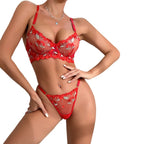 SHEER LACE-UP TWO-PIECE WOMEN’S LINGERIE SET