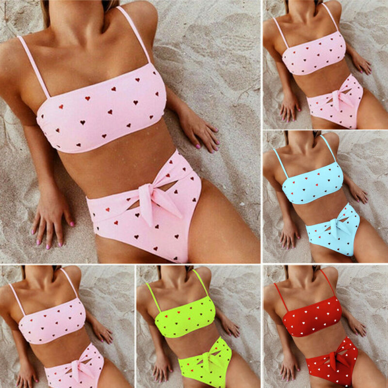 Heart Print Bikini Set