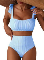 Striped High-Waist Bikini Set