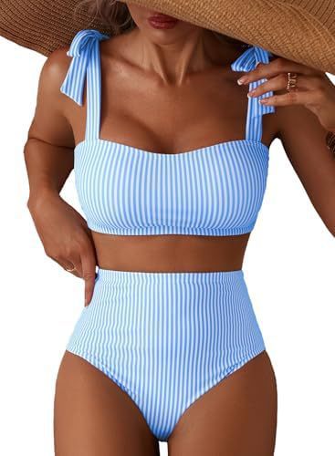 Striped High-Waist Bikini Set