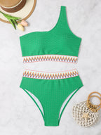 Plus Size One-Shoulder Bikini Set