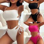 Split drawstring swimsuit