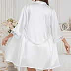 Silk-Like Lace Robe Sleepwear Set
