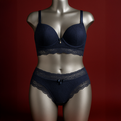 SOPHISTICATED LINGERIE SET WITH LACE AND MICROFIBER CUTOUTS, SIDE BONING