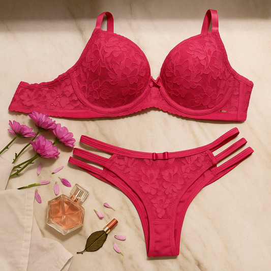 CROPPED BRA WITH FOAM BASE AND STRAPPY DETAILS, PANTIES WITH SIDE DETAILS