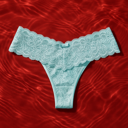 DOUBLE-STRING MICROFIBER THONG WITH LACE FRONT