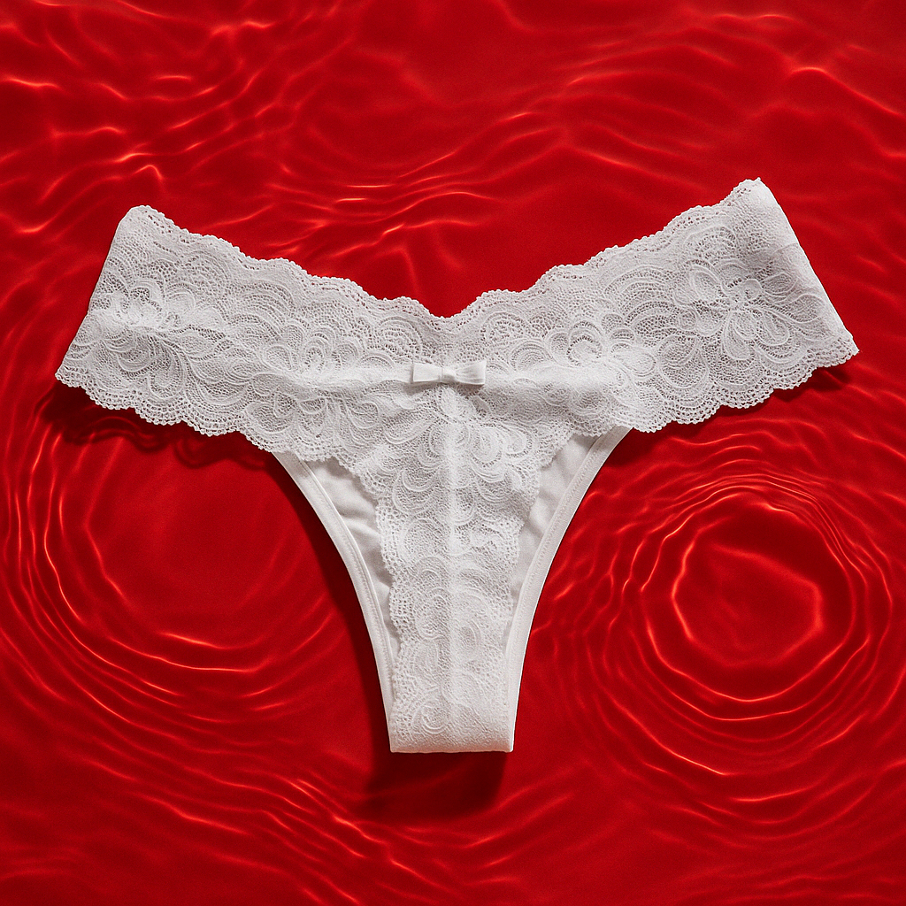 DOUBLE-STRING MICROFIBER THONG WITH LACE FRONT