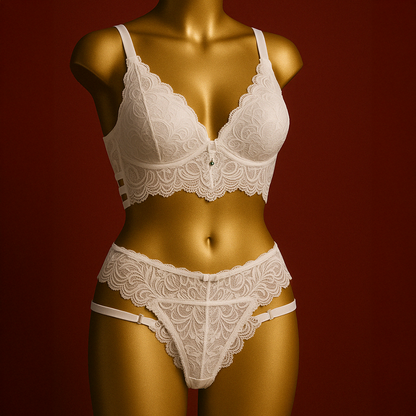 LINGERIE SET WITH FOAM BASE AND STRAP DETAILS ON THE BACK