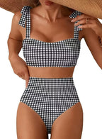 Striped High-Waist Bikini Set
