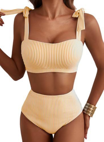 Striped High-Waist Bikini Set