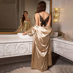 Long Tie-Up Nightgown & Skirt Pajama Set