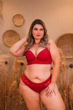 PLUS-SIZE LINGERIE SET IN MICROFIBER AND LACE