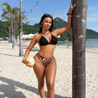 Leopard Lace-Up Bikini Set