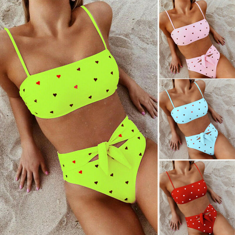 Heart Print Bikini Set