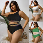 Plus Size One-Shoulder Bikini Set