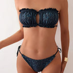 Polka dot pleated bikini