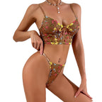 LACE EMBROIDERY UNDERWIRE BRA SET