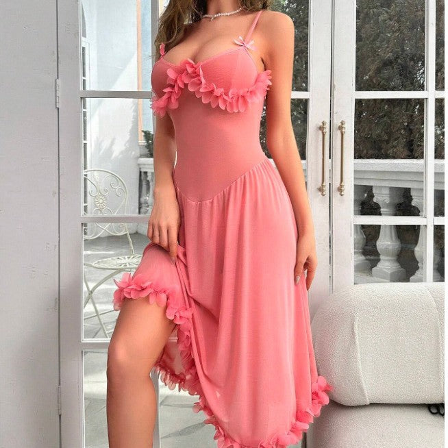 SEXY KNITTED NIGHTGOWN WITH LONG STRAPS