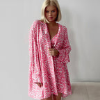 Printed Ice Silk 3-Piece Pajama Set