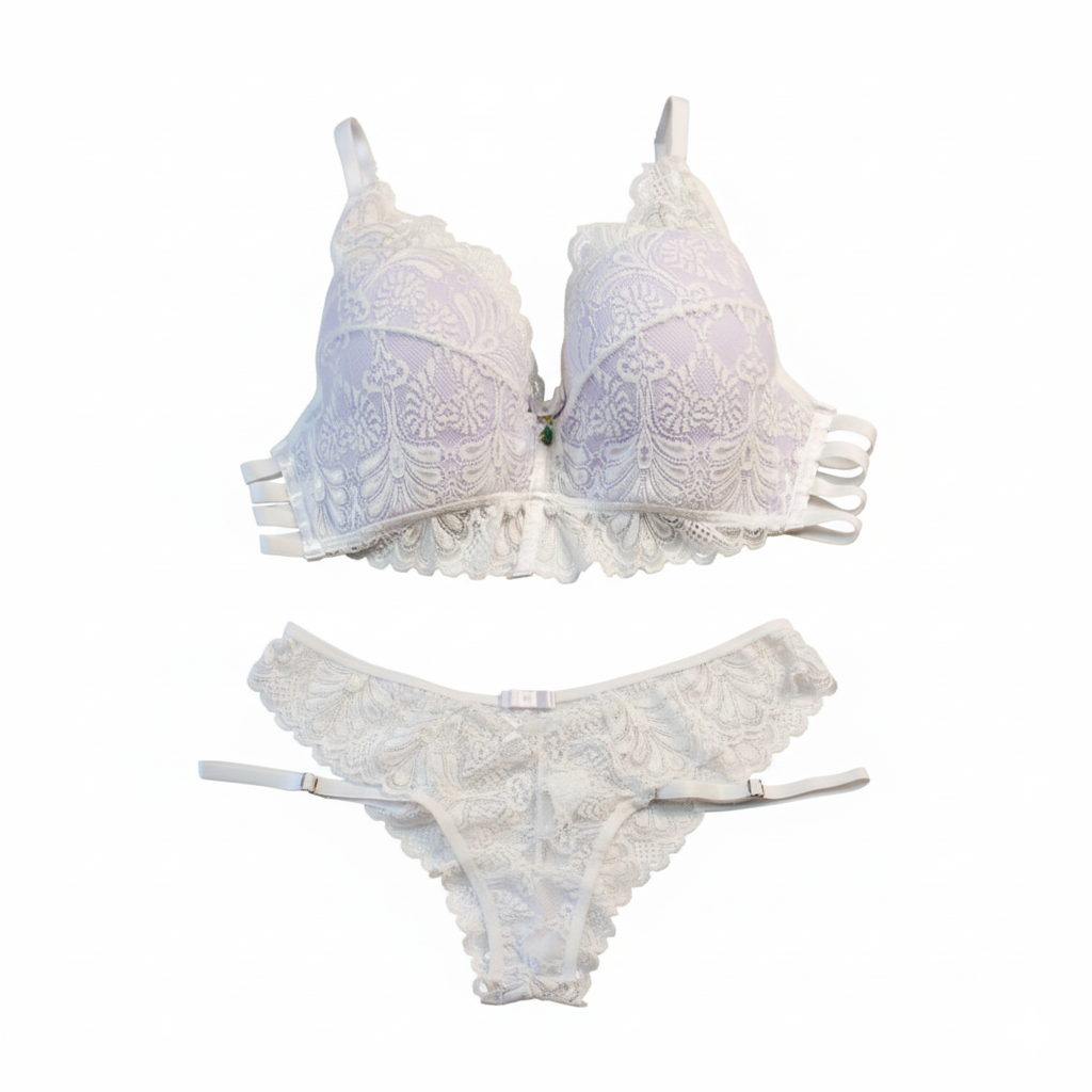 LINGERIE SET WITH FOAM BASE AND STRAP DETAILS ON THE BACK