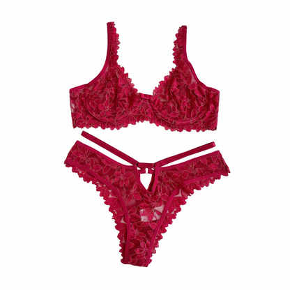 HALF-CUP BRA WITHOUT PADDING AND PANTY WITH WAIST DETAILS