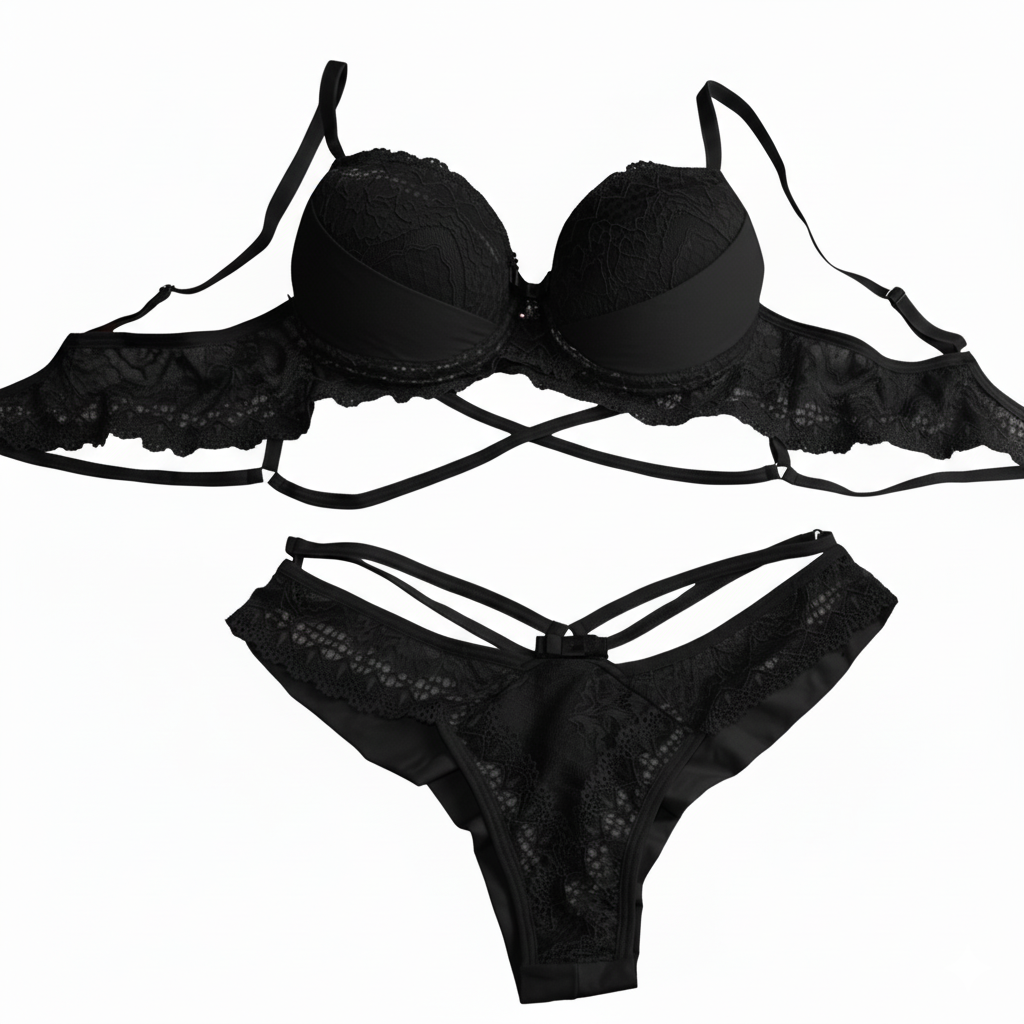 LACE CUTOUT BRA AND THONG SET