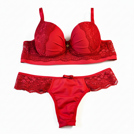 DELICATE PADDED BRA WITH REINFORCED BASE, DOUBLE-STRING MICROFIBER THONG