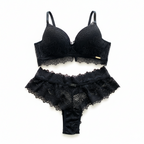 FOAM BASE BRA WITH OVERLAID LACE, LACE THONG