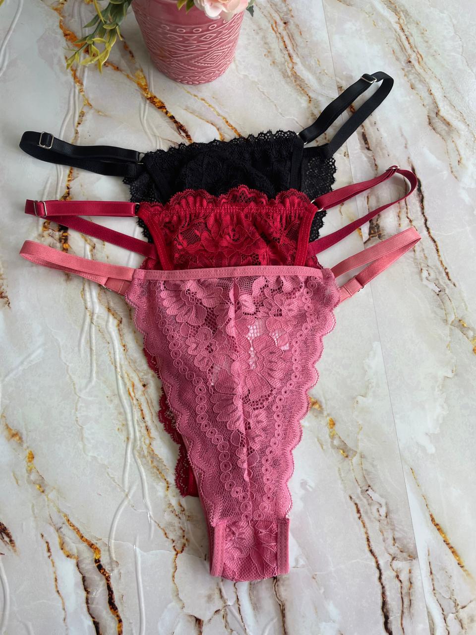 LACE THONG WITH ADJUSTABLE STRAPS