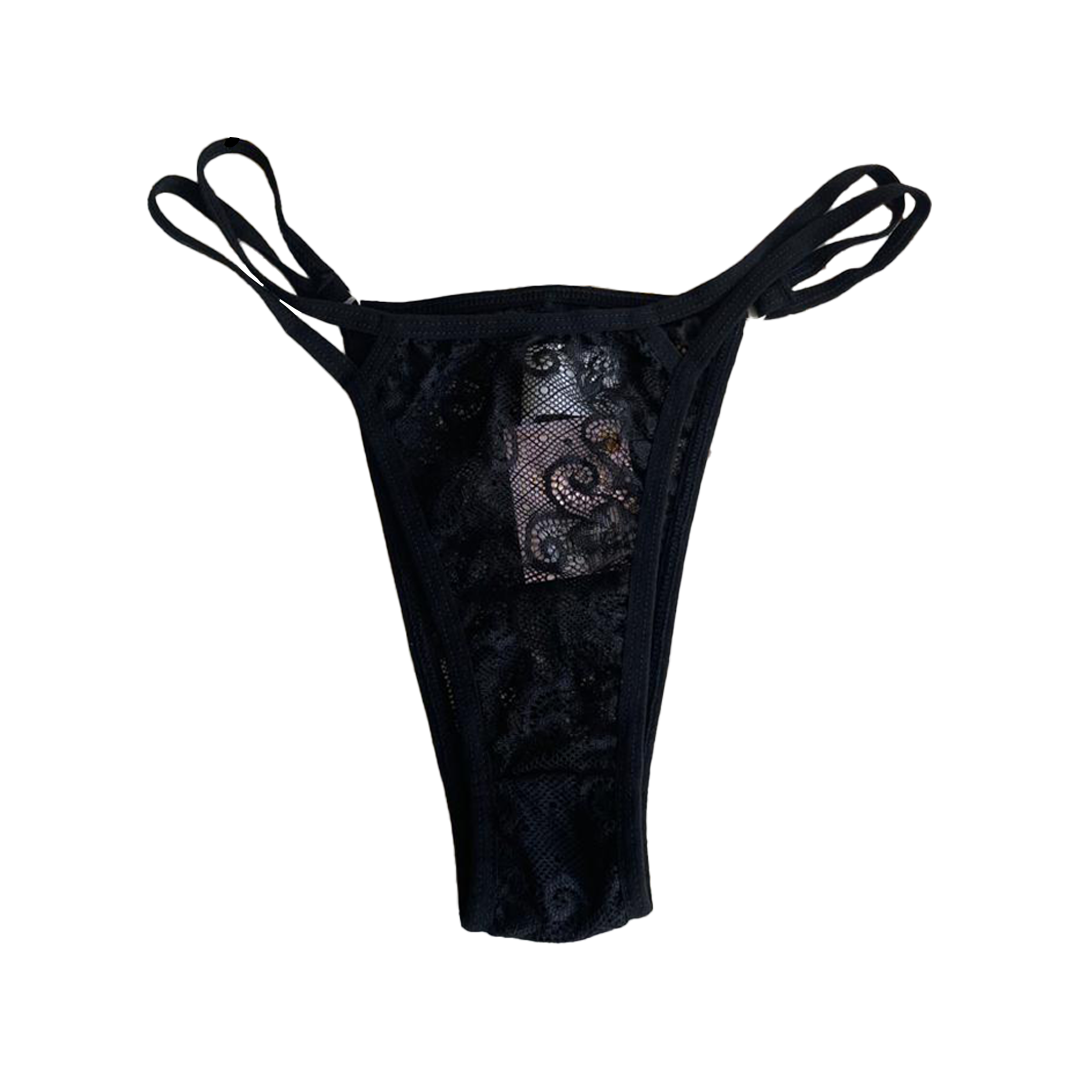 LACE THONG WITH DOUBLE BIAS WAISTBAND