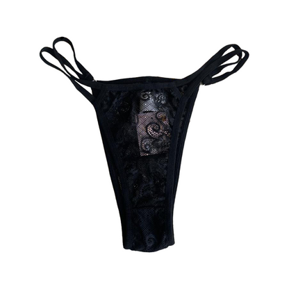 LACE THONG WITH DOUBLE BIAS WAISTBAND