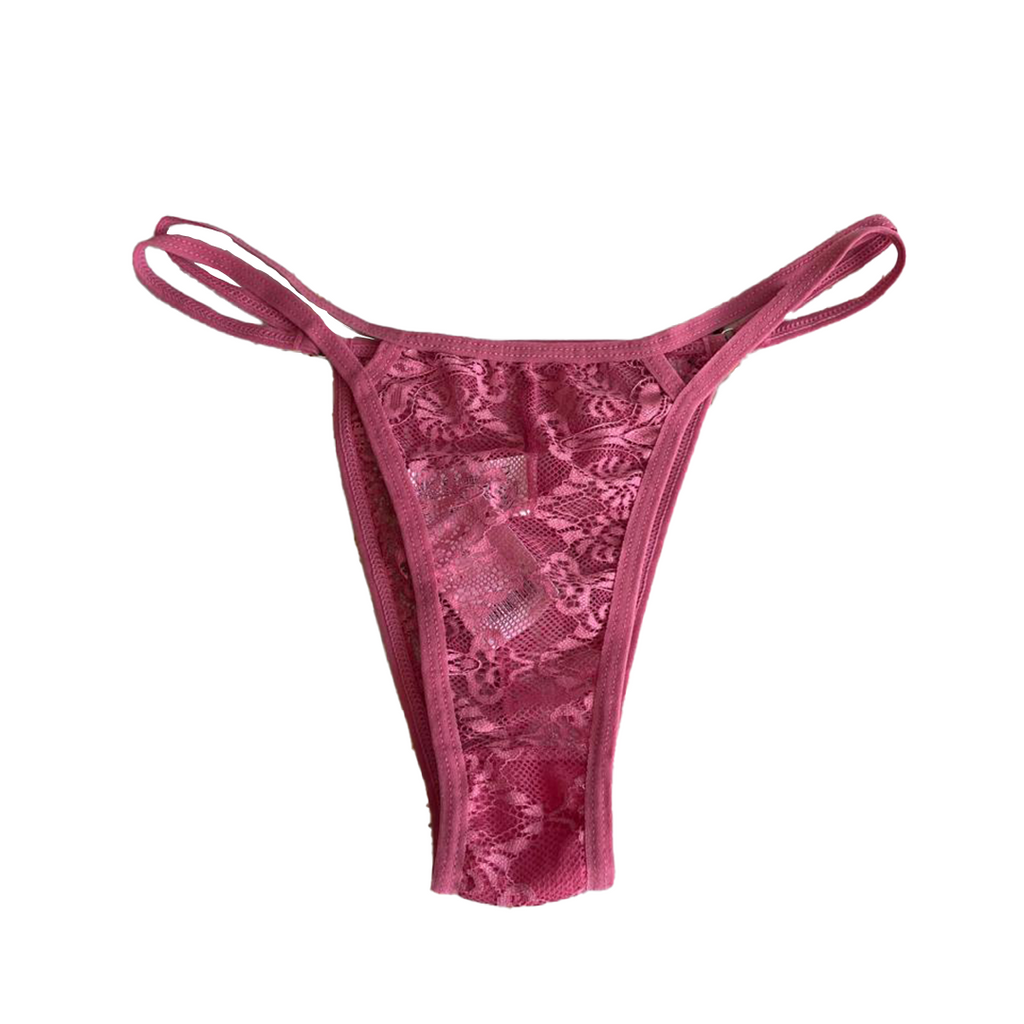 LACE THONG WITH DOUBLE BIAS WAISTBAND