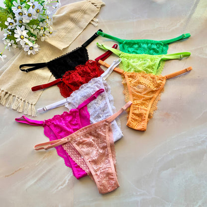 LACE THONG WITH ADJUSTABLE STRAPS