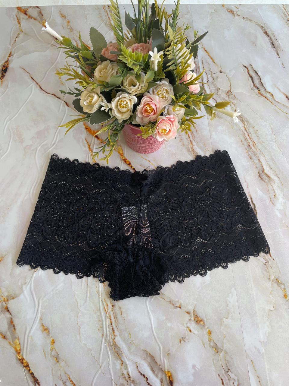 LACE CALEÇON PANTY WITH HIGHER WAIST AND COTTON LINING