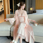 V-NECK LONG SLEEVE SLEEPWEAR DRESS