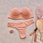 STRAPLESS BRA AND DOUBLE-STRING THONG SET