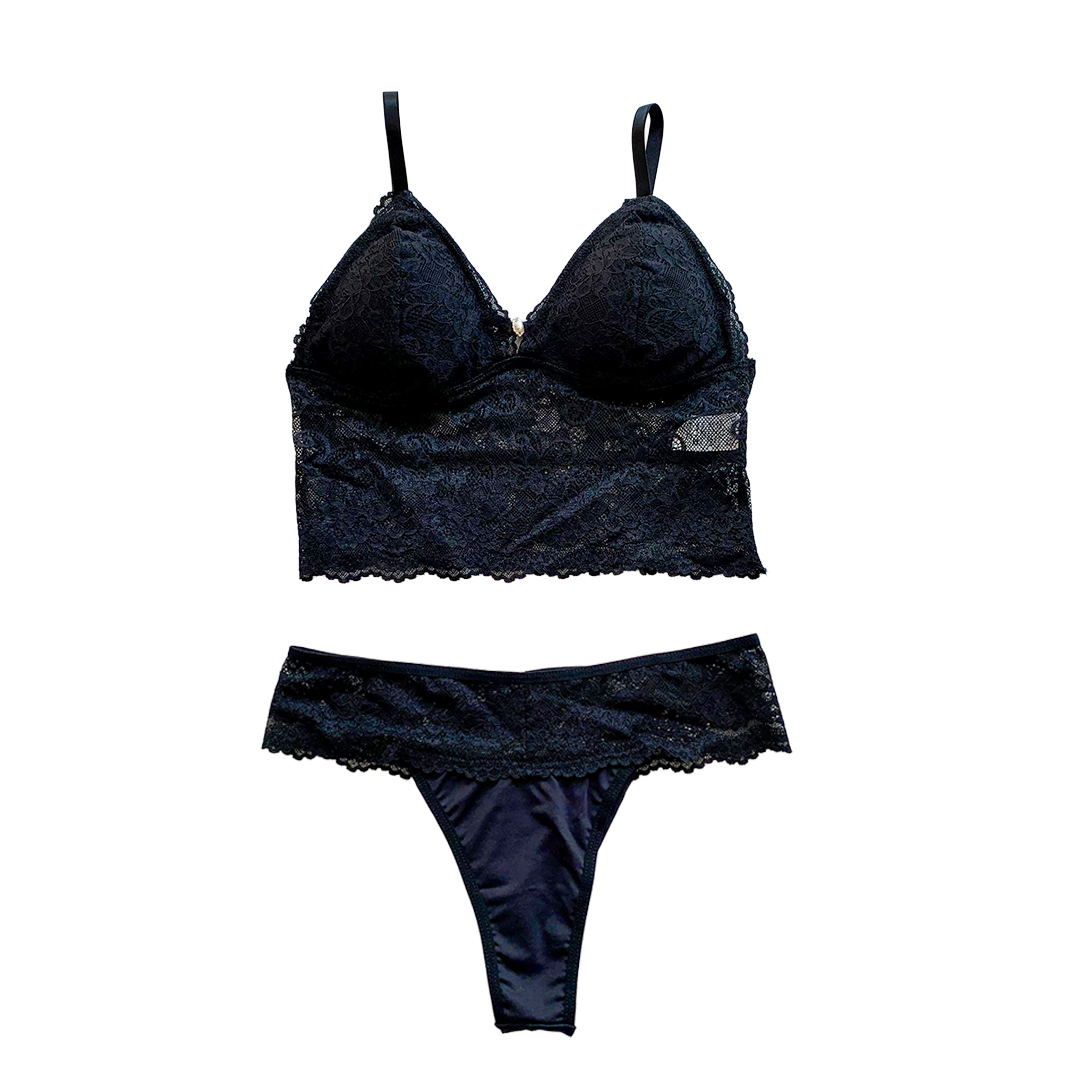 LINGERIE SET WITH REMOVABLE PADDING AND STRASS DETAIL ON THE BRA