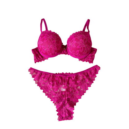 LINGERIE SET WITH ELASTIC BASE, MADE OF LACE AND MICROFIBER