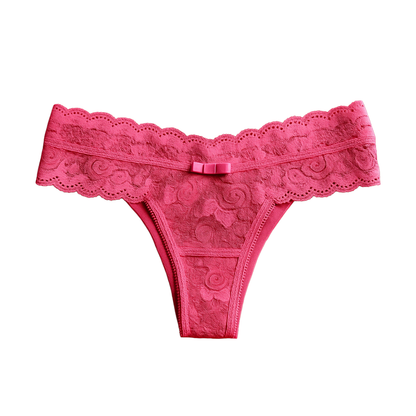DOUBLE-STRING MICROFIBER THONG WITH LACE FRONT