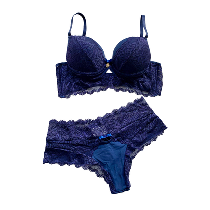 SOPHISTICATED LINGERIE SET WITH LACE AND MICROFIBER CUTOUTS, SIDE BONING