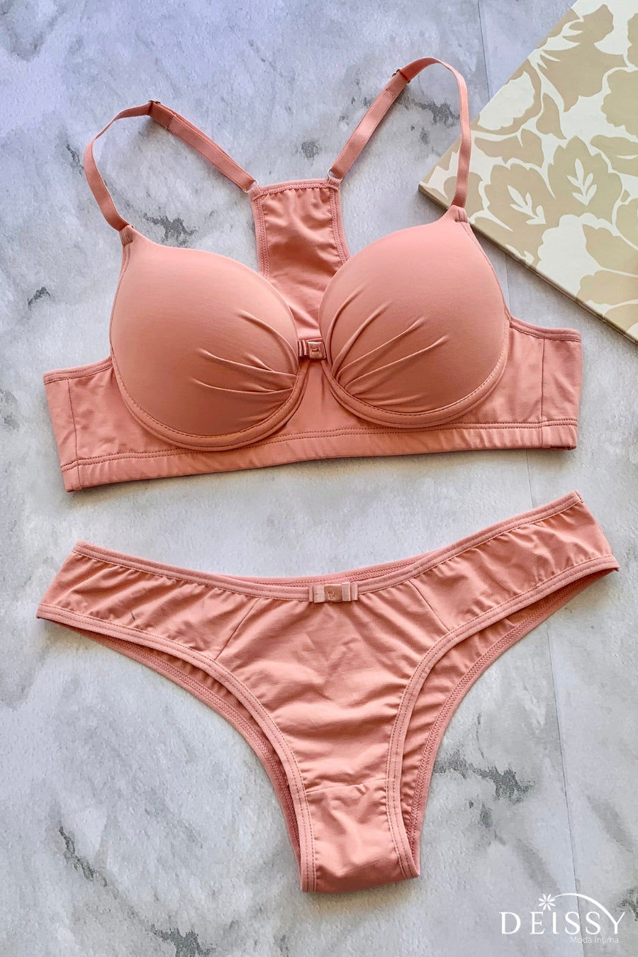 PADDED SWIMMER BRA AND PANTY SET