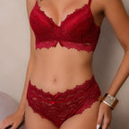 FOAM BASE BRA WITH OVERLAID LACE, LACE THONG