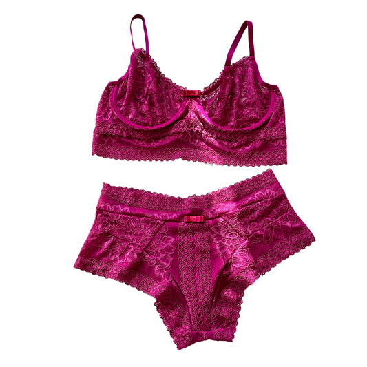 LINGERIE SET WITHOUT PADDING, FULL LACE WITH UNDERWIRE FOR BETTER SUPPORT