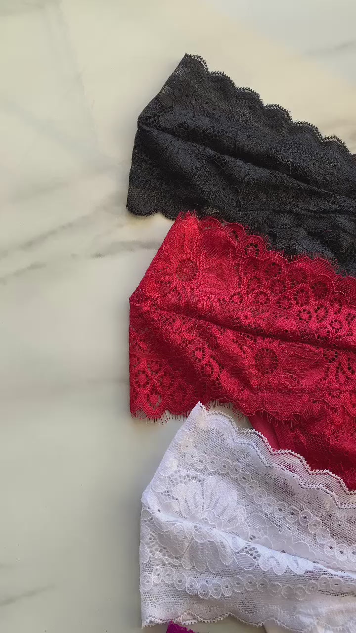 DOUBLE-STRING MICROFIBER THONG WITH LACE FRONT