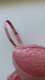 LACE CUTOUT BRA AND THONG SET