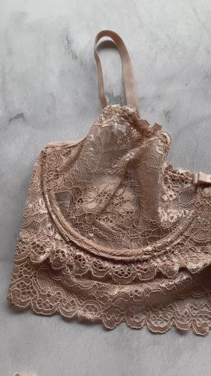 LINGERIE SET WITHOUT PADDING, FULL LACE WITH UNDERWIRE FOR BETTER SUPPORT