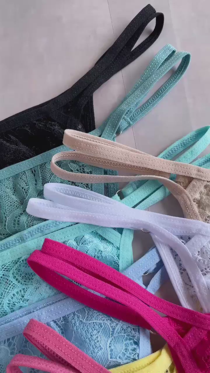 LACE THONG WITH DOUBLE BIAS WAISTBAND